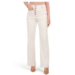 House of Harlow 1960 Ribbed Corduroy Flare Pants High Waist Cream Boho Sz 8 NWT